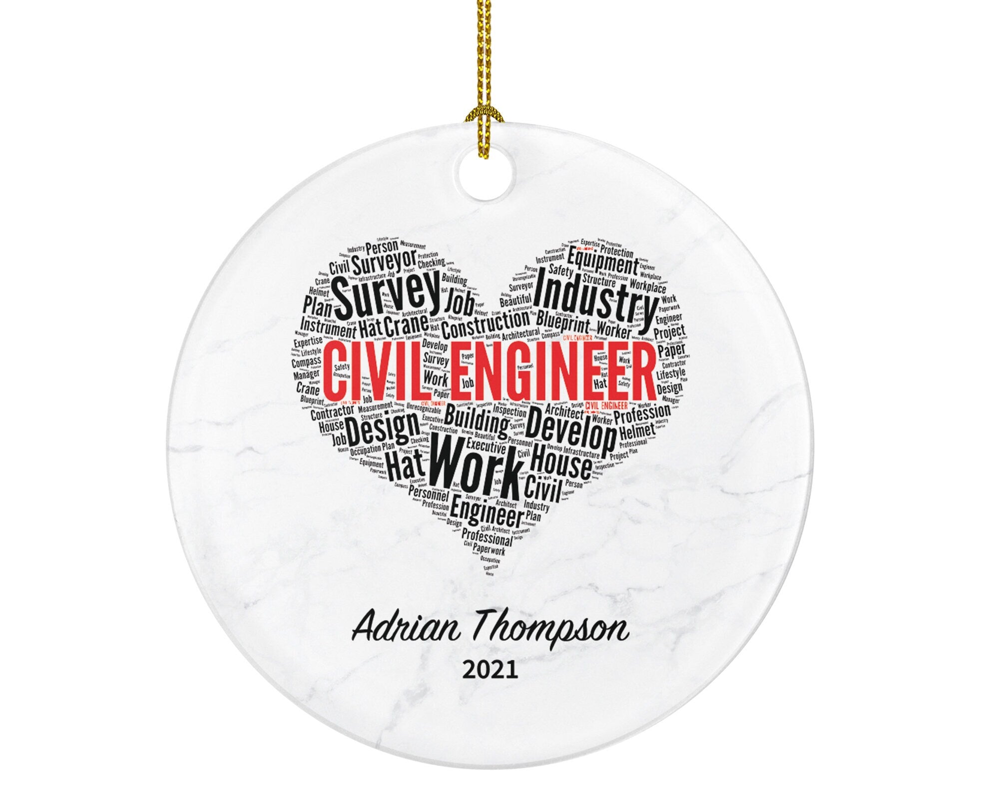 Civil Engineer Christmas Ornament Personalized, Civil Engineer Custom Gift