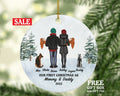 Mommy and Daddy of Twins with Pet First Christmas Infants Ornament - New Babies Parents As Mother Father Mom Dad Gift Kid Child Our Family