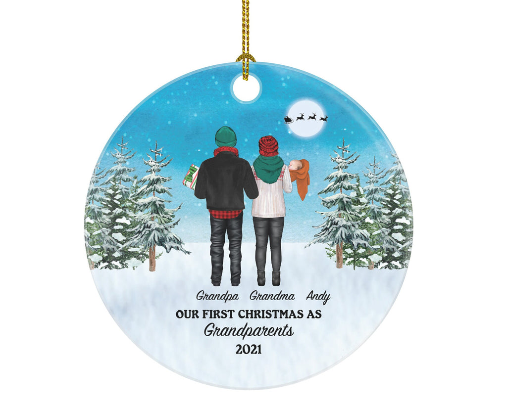 First Christmas As Grandparents Ornament - Personalized New Grandma and Grandpa Gift Newborn Infant Baby Gift