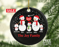 Personalized Family of 3 Ornaments with Dog and Cat Pet, Personalized Christmas Ornament, 3 snowmen, Snowman Family Ornament, Family of 3