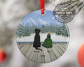 Personalized Boy Son Kid Child Grandchild Grandson Pet Christmas Ornament Custom Ceramic Keepsake Dog Cat Owners Holiday Gift Winter Scene