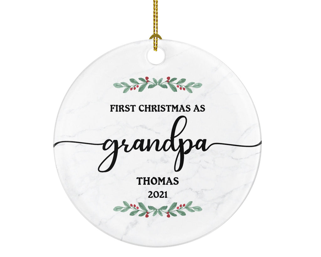 First Christmas as Grandpa Christmas Ornament Personalized -Grandfather Custom Gift, Pregnancy Reveal, Baby Announcement to Be