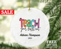 Teacher Ornament Personalized - Teacher Custom Gift Apple from Student Appreciation Mr Mrs School Graduate Graduation