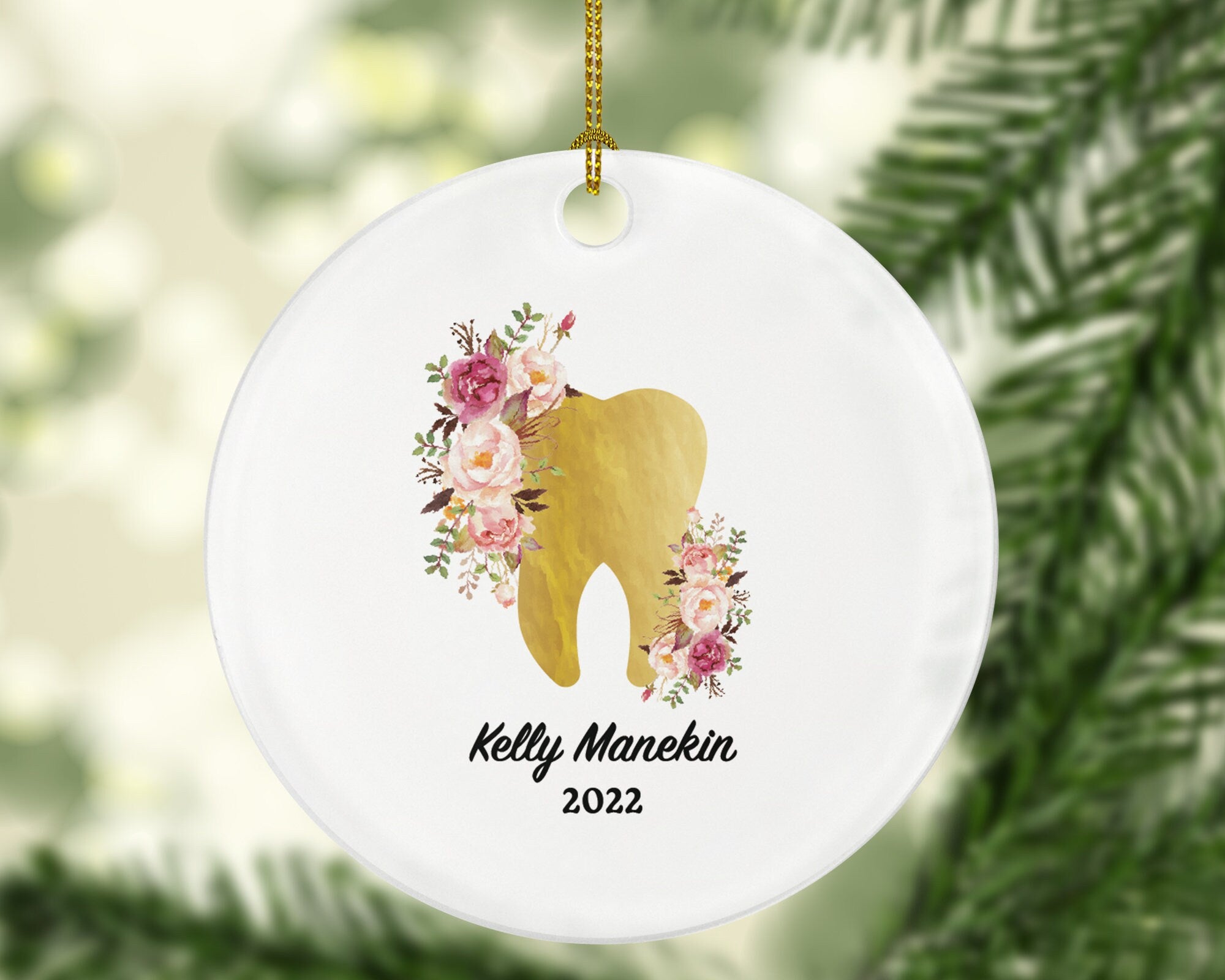 Personalized Dentist Christmas Ornament Dental Gift Graduation Custom Occupational Orthodontist Flower Occupation Super Power Holiday Xmas