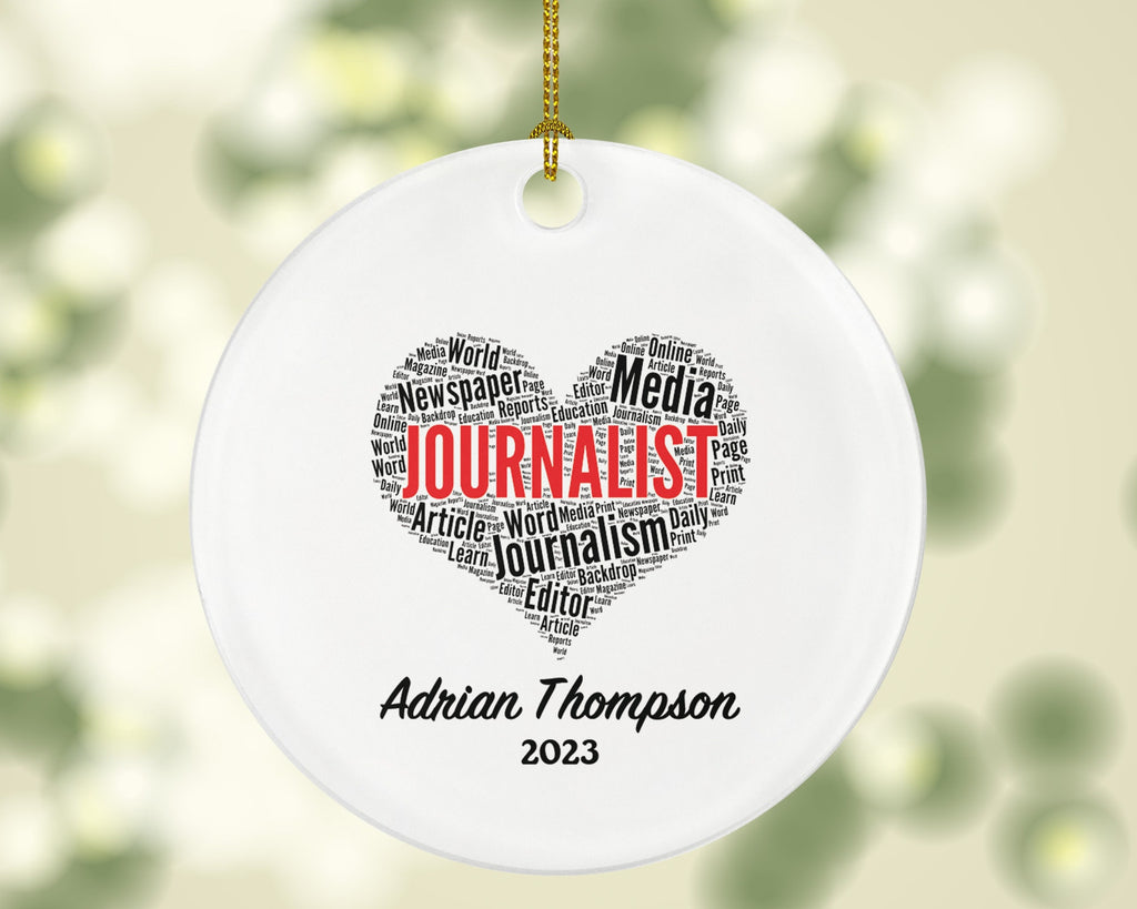 Journalist Christmas Ornament Personalized - Journalism Gift - Journalist Word Art Reporter Gift