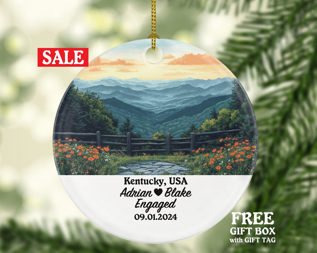 Kentucky Christmas Ornament Personalized - KY Engaged Married Family Together Couple Travel Honeymoon Engagement Marriage
