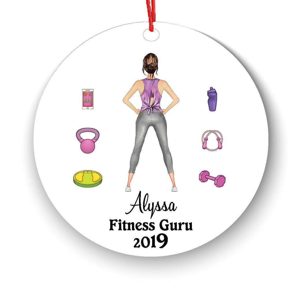 Fitness Christmas Ornament: Custom Female Portrait (Yoga, Pilates)