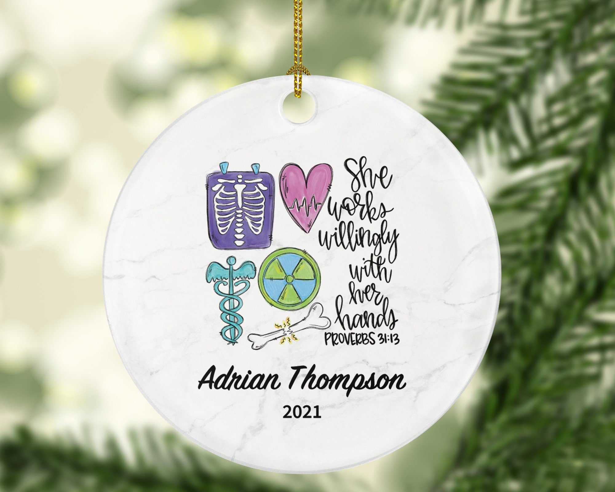 Radiology Nurse Assistant Technologist  X-Ray Technician Christmas Ornament Personalized - Radiologic Scan Health Worker Gift