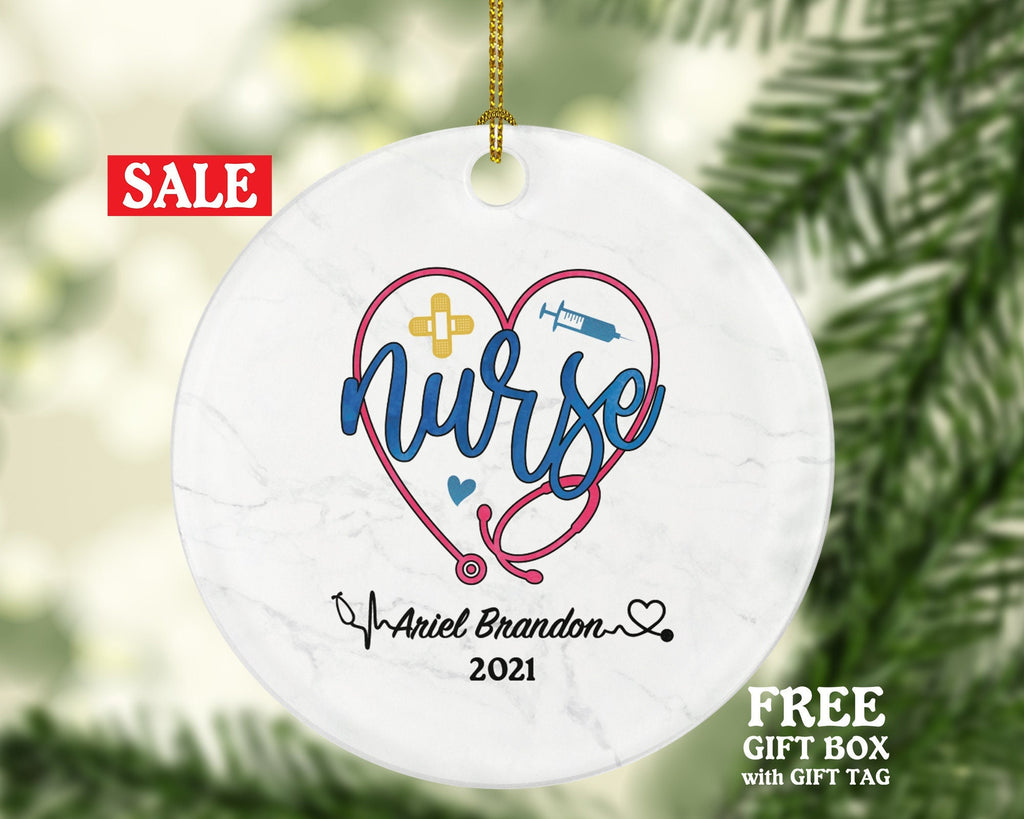 Nurse Christmas Ornament Personalized - Nursing Registered Nurse Health Worker Gift from Patient for Nurse RN Custom Medical