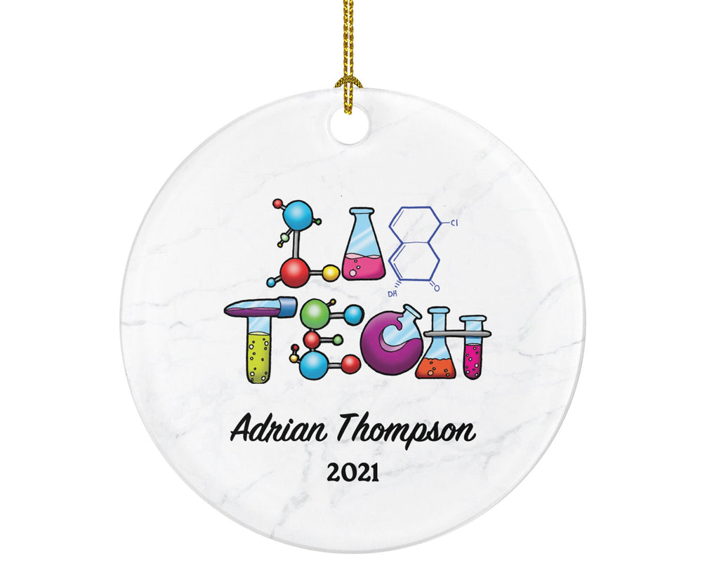 Lab Tech Christmas Ornament Personalized - Phlebotomist Gift, Healthcare Worker Essential Employee Appreciation, Hospital Worker