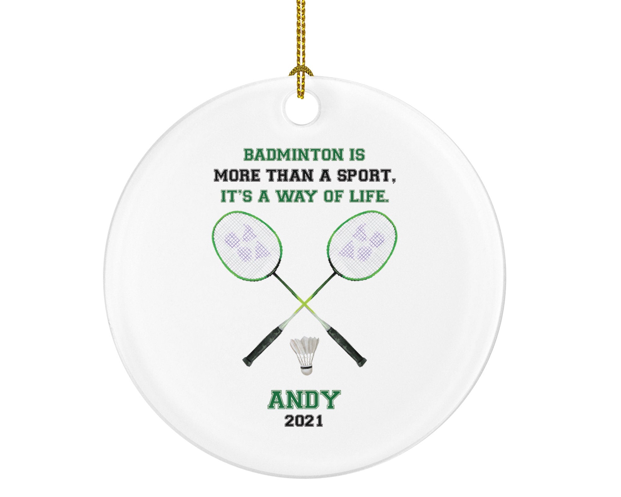 Personalized Badminton Christmas Tree Ornament, Badminton Team Player Gamer Sports Christmas Decorations Hobby Occupation Custom Gift