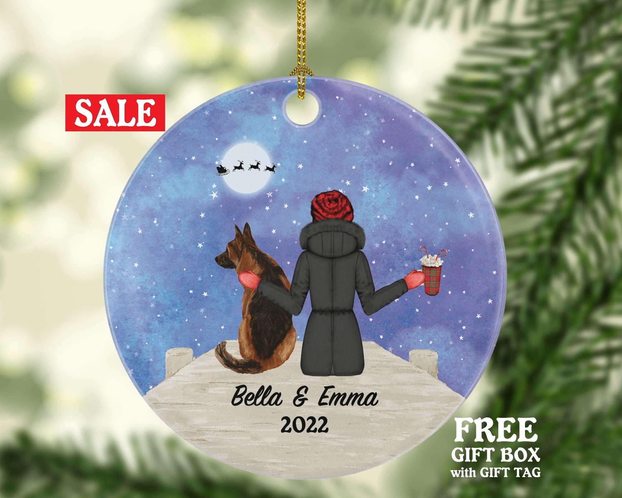 Dog Cat Pet and Female Personalized Christmas Ornament Rabbit Horse Pig Bird Cow Otter Custom Lover Owner Women Gift Fur Holiday Rescue