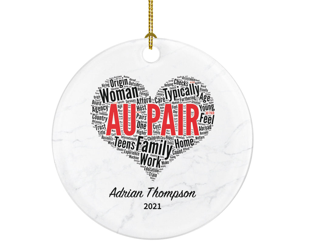 Au pair Christmas Ornament Personalized - Aupair Babysitter Big Sister Best Nanny Gift, #1 Babysitter - Mother Family Helper - Custom Name