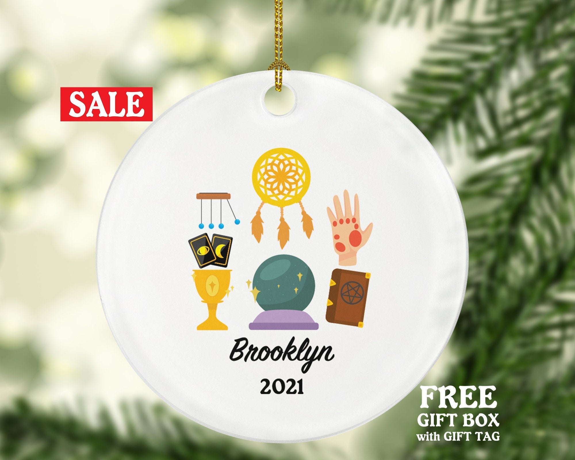 Fortune Teller Medium Christmas Ornament Personalized - Gift for a Medium Astrology Future Estimate Hand Reader Custom Name
