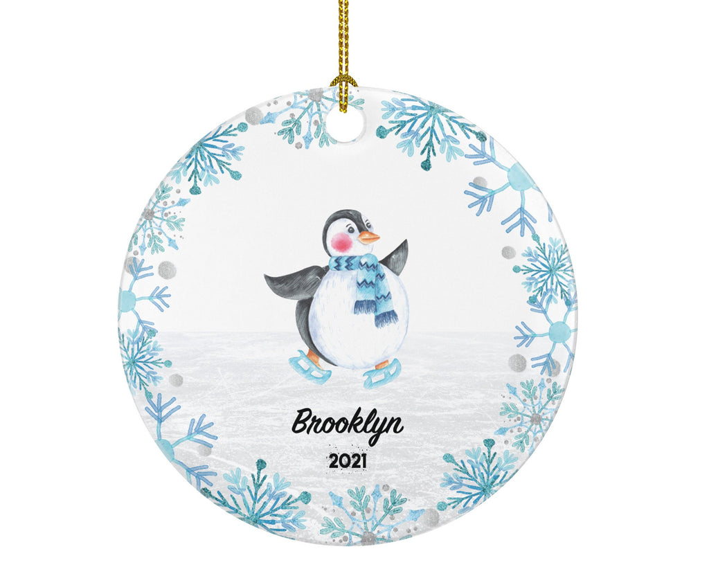 Ice Skating Christmas Ornament - Figure Skater Penguin Personalized Gift Figure Ice Skate Lover Sports Activity Hobby Occupation