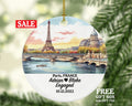 Paris France Christmas Ornament Personalized - Engaged Married Family Together Couple Travel Honeymoon Wedding Engagement Marriage