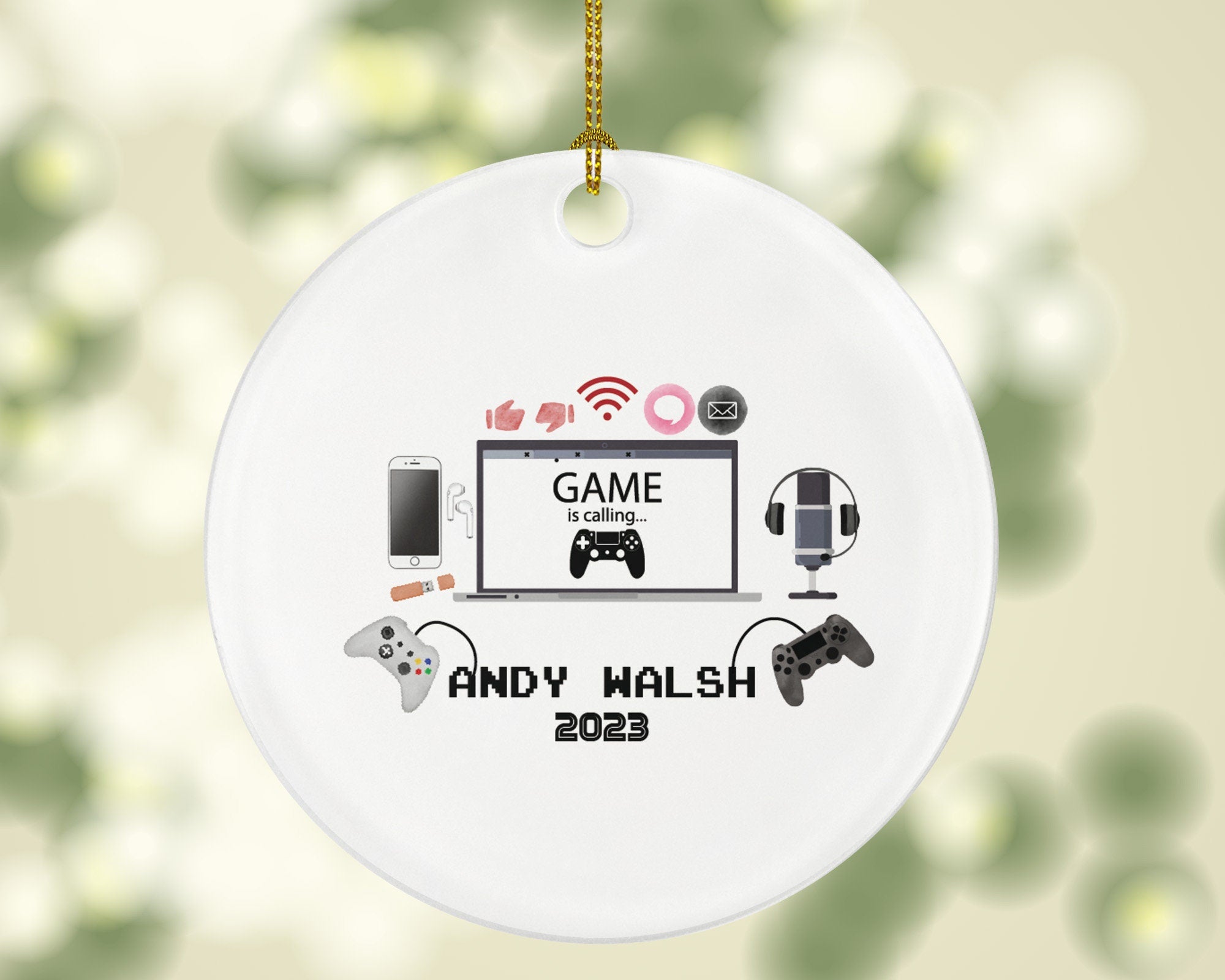Personalized Playing Video Game Player Gamer Boy or Girl Game Christmas Ornament for Tree Gamer Controller Addict