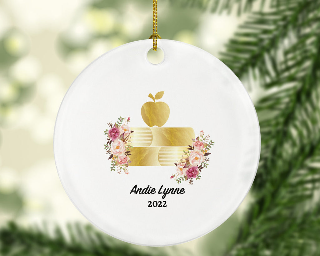 Personalized Teacher Ornament Book Apple Teacher Custom Gift from Student appreciation Mr Mrs School Graduate Graduation Mr. Mrs