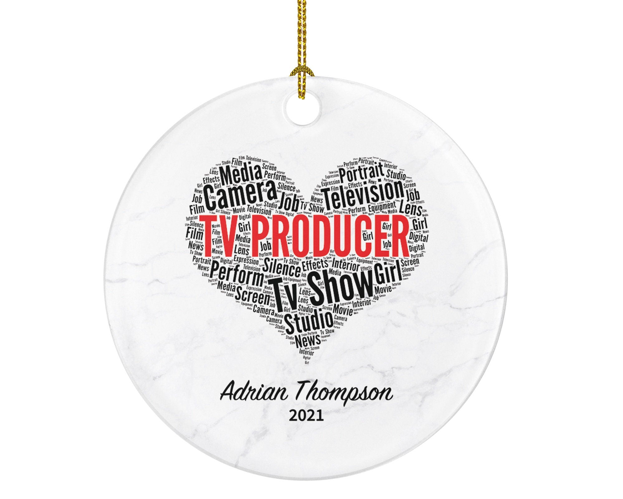 TV Producer Christmas Ornament Personalized - Gift for Television Producer - Custom Name Year