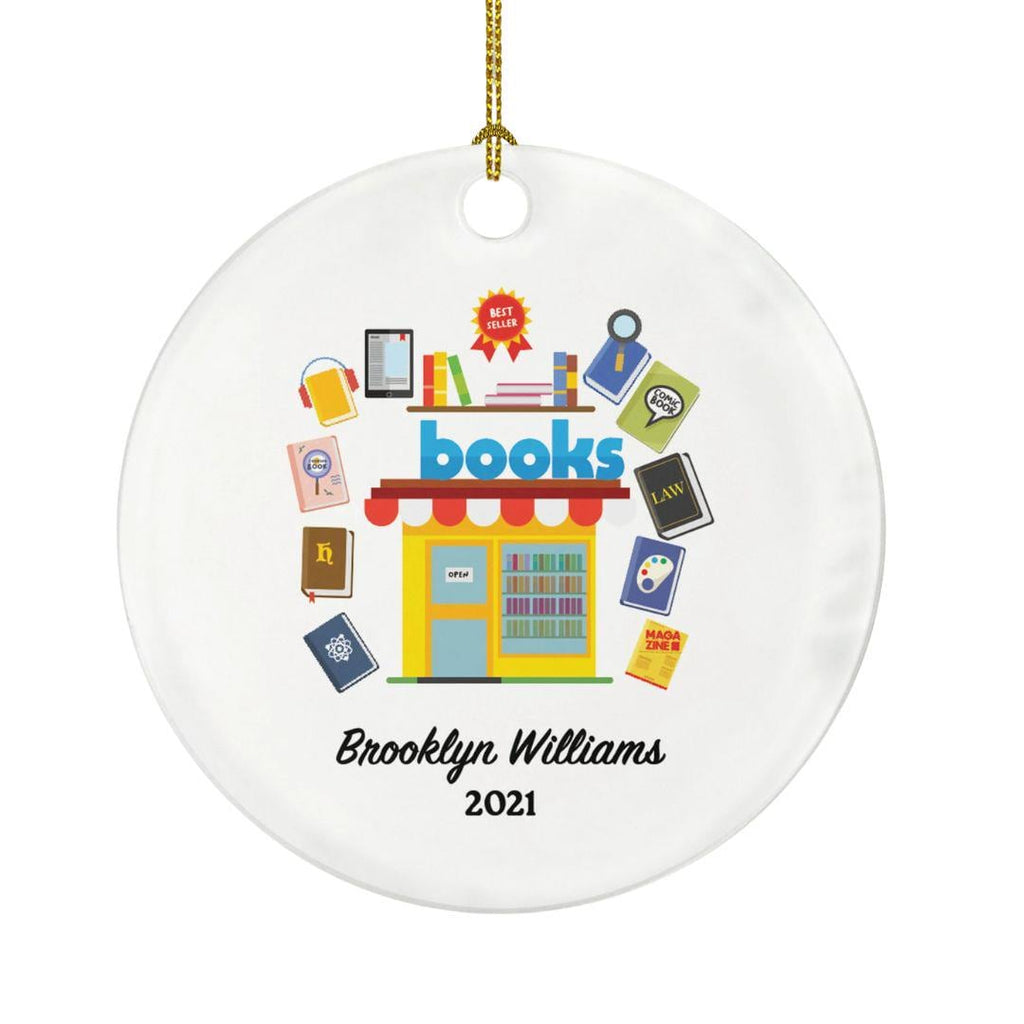 Book Store Worker Ornament, Book Lovers Custom Gift for Librarian Bookworm Personalized Ornament