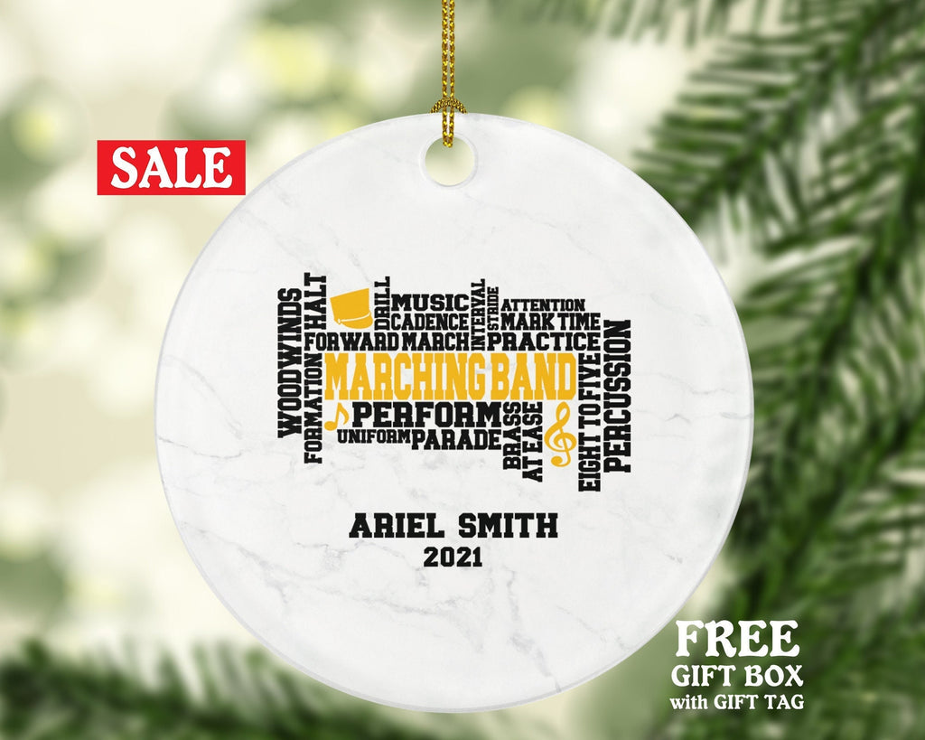 Marching Band Christmas Ornament Personalized - School Marching Band Gift - Custom Name Year