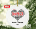 Composer Christmas Ornament Personalized - Musician Musical Gift for Composer - Custom Name Year