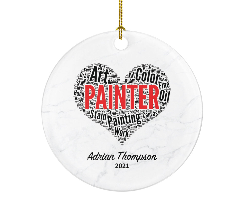 Painter Personalized Ornament, Christmas Artist Painter Art Lover,  Art Teacher, Xmas Artist Drawing Painting Art Craft Custom Gift
