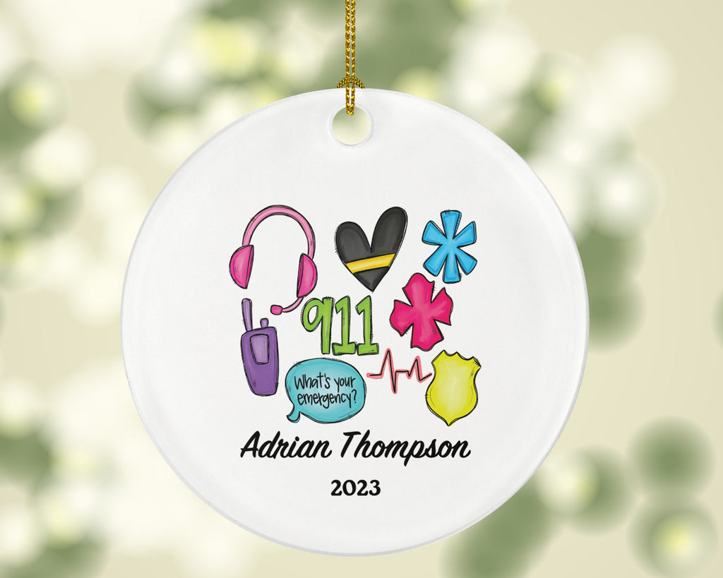 911 Dispatcher/Operator Christmas Ornament Personalized - Custom Name Year Holiday Gift for Female or Male
