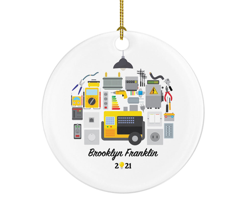 Electrician Christmas Ornament Personalized - Electrical Worker Lineman Custom Gift - Boss Worker Employee Employer Gift