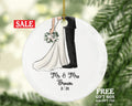 Mr & Mrs Wedding Couple Christmas Ornament Personalized - Newlywed Married Couple Our First Christmas Mr and Mrs. Gift - Bride Groom