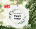 First Christmas Engaged Personalized Ornament - Engagement Announcement Couple Gift - Greenery