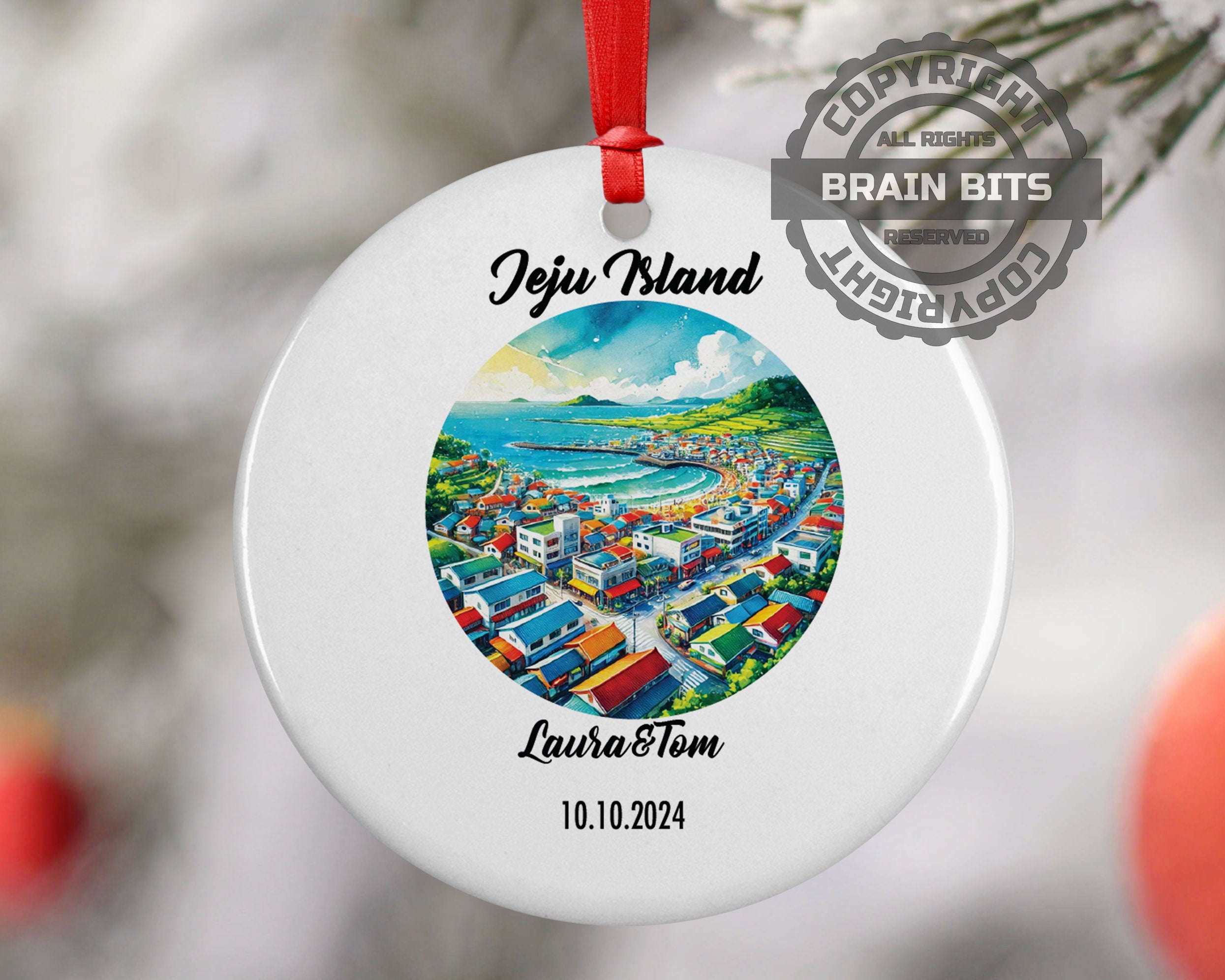 Jeju Island, South Korea, Ornament, Engagement, Married, Travel, Gift for Engaged Couple, Engagement Gift, Trip, Vacation Souvenir