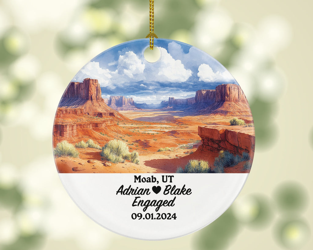 Moab Christmas Ornament Personalized - Jordan Engaged Married Family Together Couple Travel Honeymoon Engagement Marriage