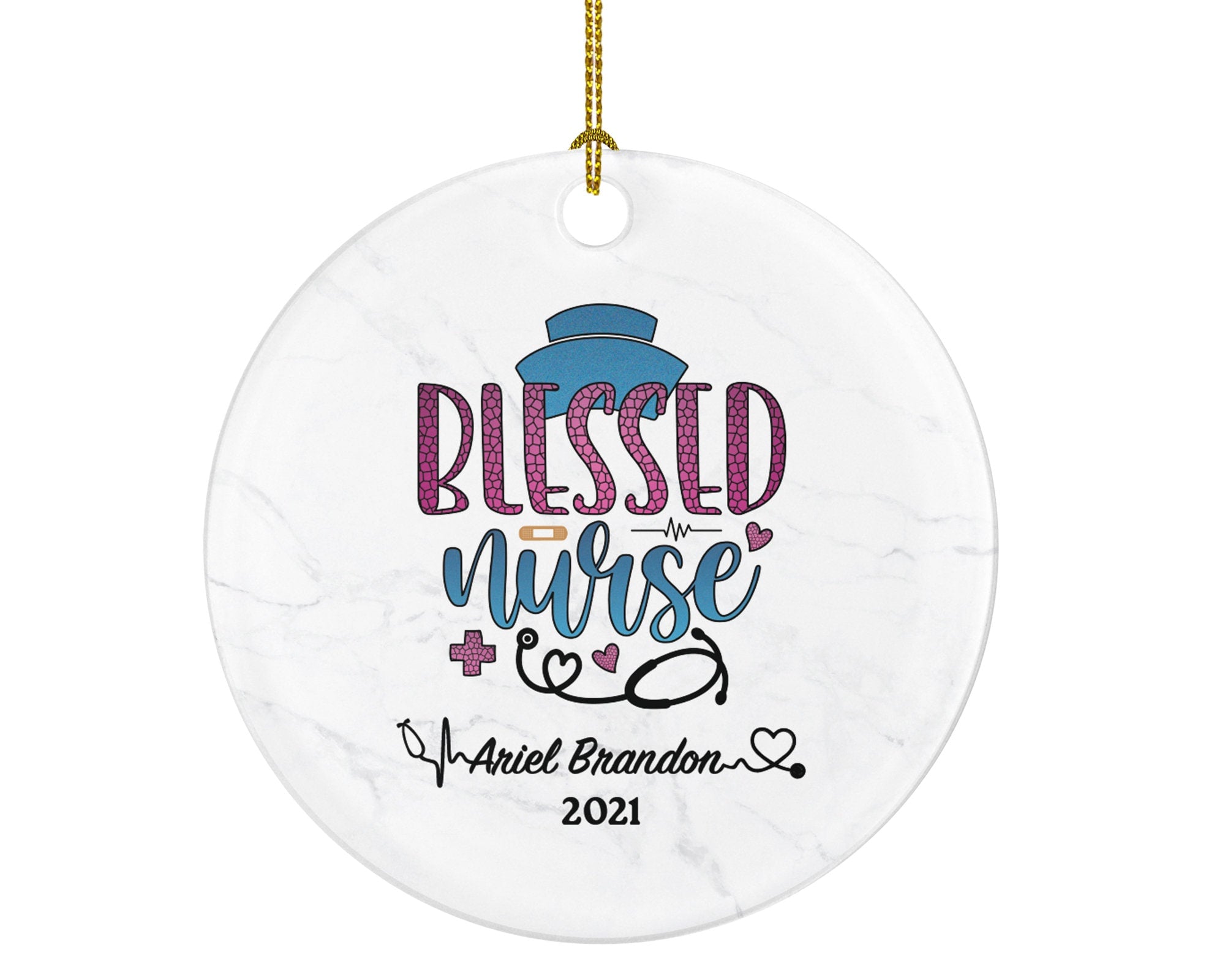 Nurse Christmas Ornament Custom - Blessed Nurse Nursing Health Worker Gift from Patient for Nurse RN Personalized Medical
