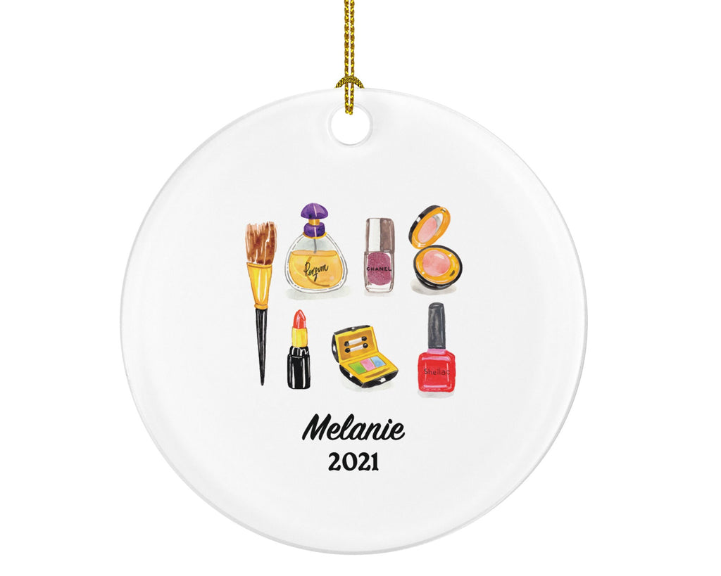 Makeup Artist Nail Polish Cosmetics Christmas Ornament Personalized - Make up Beautician Lover Beauty School hairdresser Salon Owner Stylist