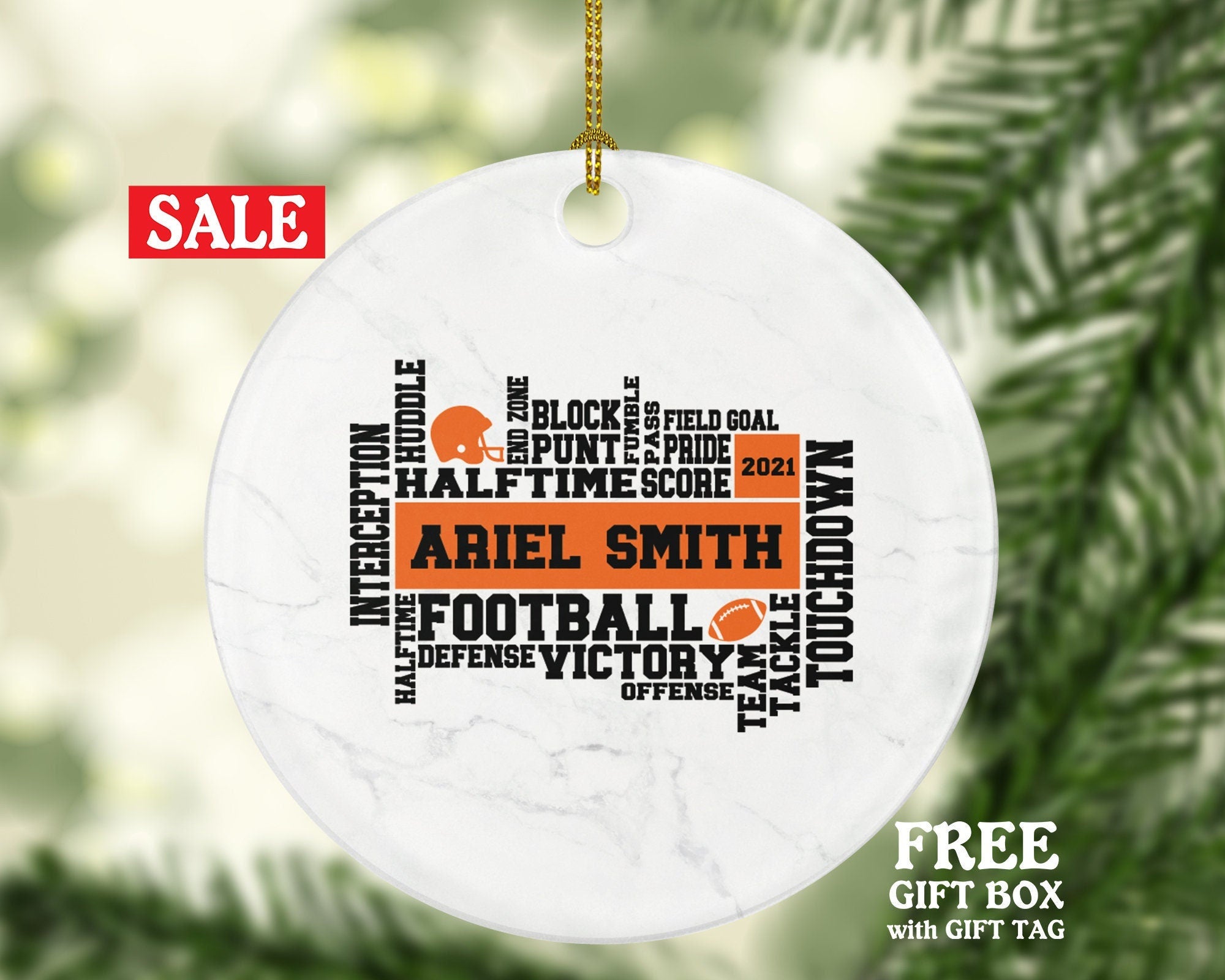 Football Rugby Team Player Gamer Christmas Ornament Personalized - Sports Match Boys Senior Gift Custom Name