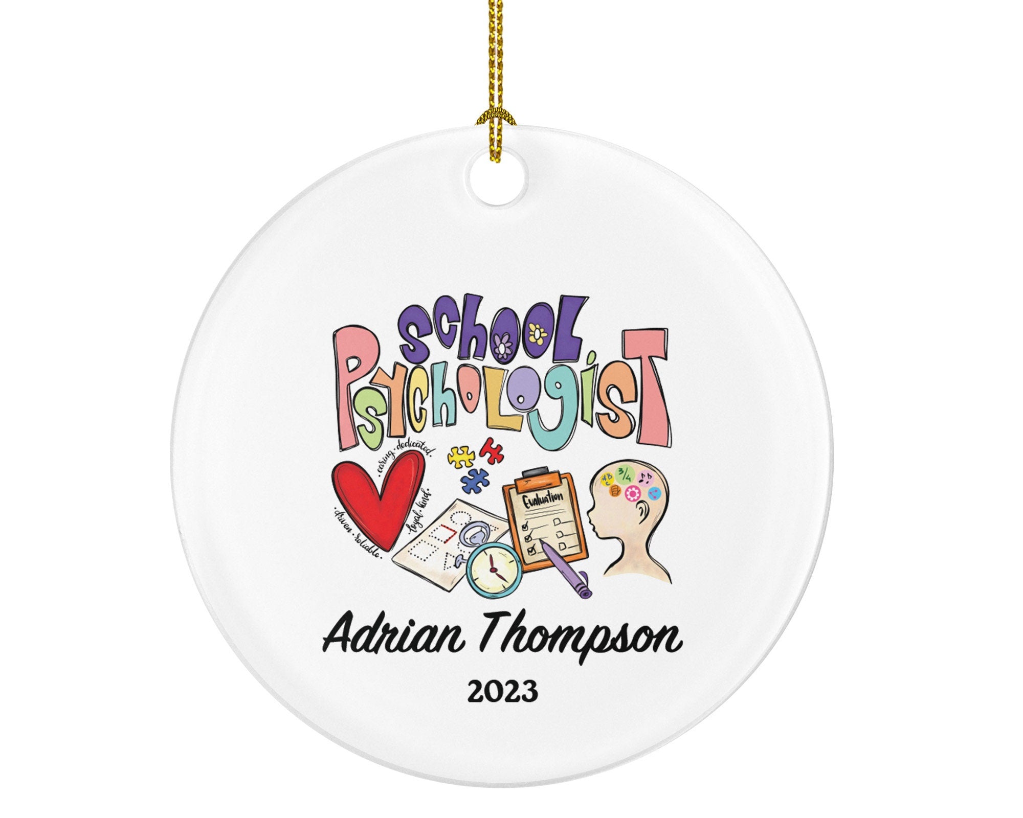 School Psychologist Christmas Ornament Personalized
