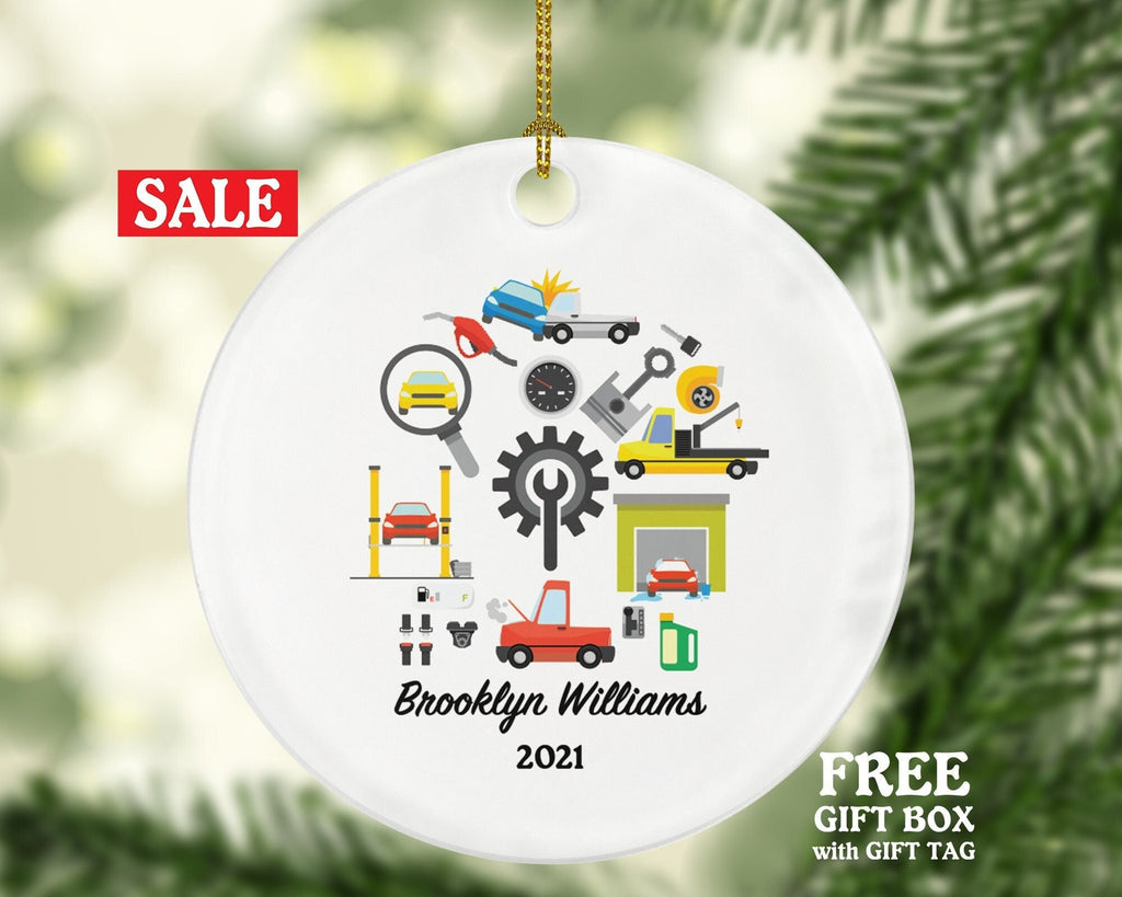 Car Mechanic Repair Man Christmas Ornament Personalized - Mechanical Engineer, Custom Gift for Husband Dad Him
