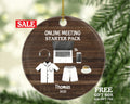 Online Meeting Starter Pack Christmas Ornament - Working From Home Personalized Laptop Computer Work Distance Studying Custom Name