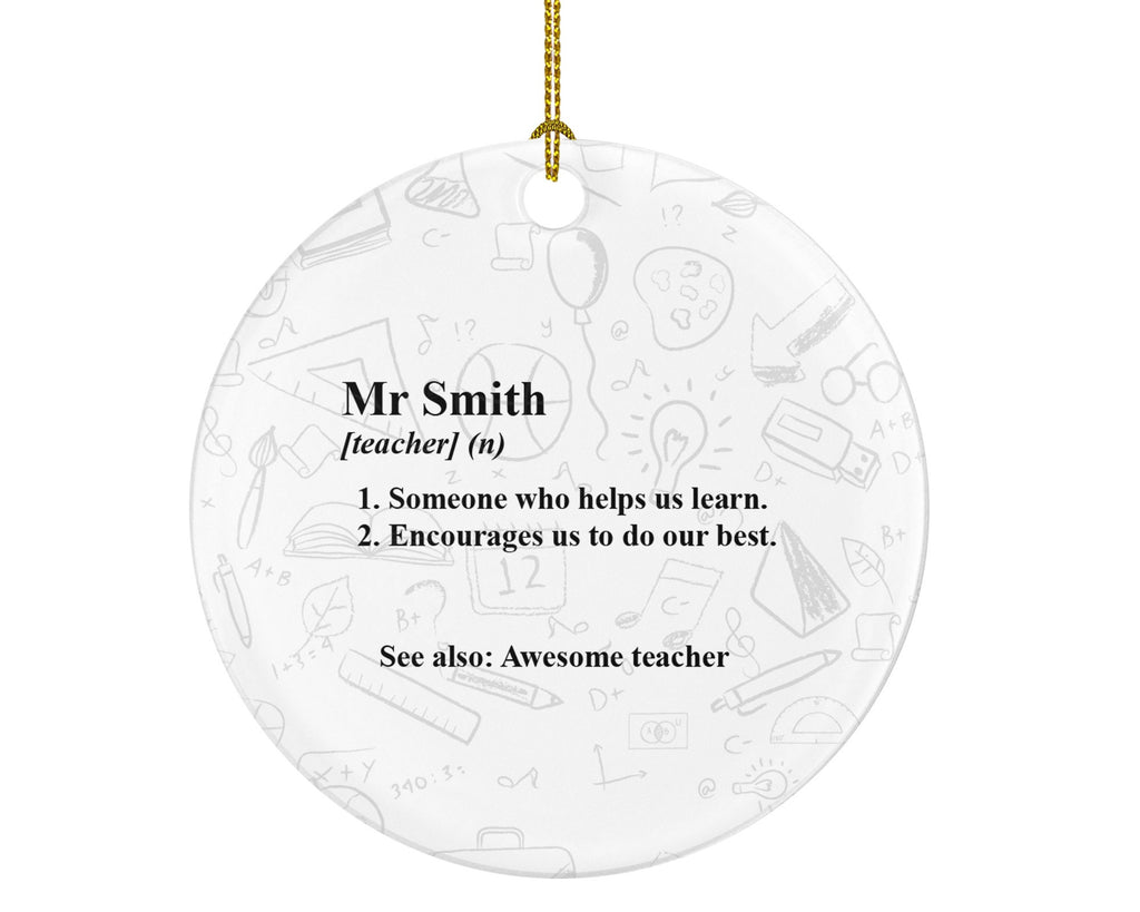 Personalized Teacher Definition Ornament, Gift from Student, Personalized Gift for Teachers, Teacher Appreciation, Favorite School Teacher