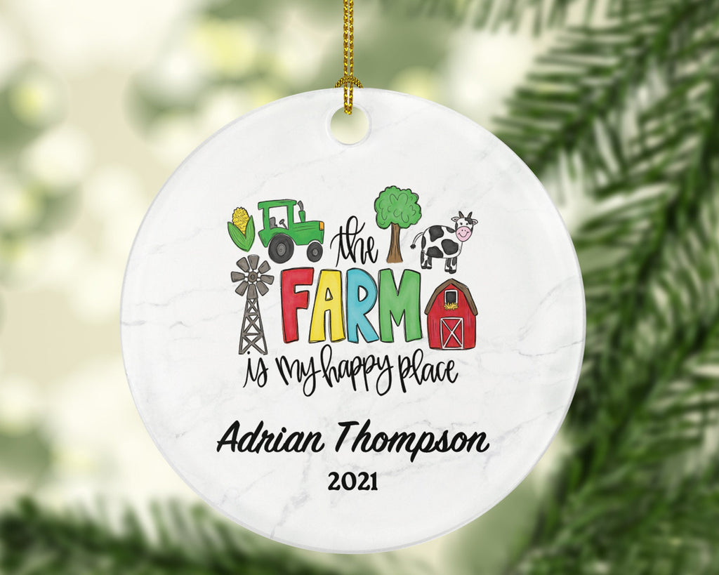 Farm Christmas Ornament Personalized - Farmer Farm Worker Gift - Custom Name Year