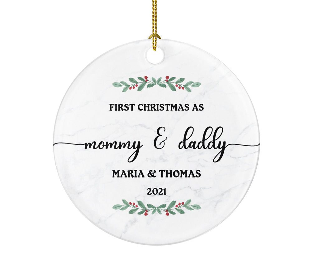 First Christmas as Mommy and Daddy Ornament - New Baby Girl Boy Parents Mother Father Mom Dad Gift Infant Our Family