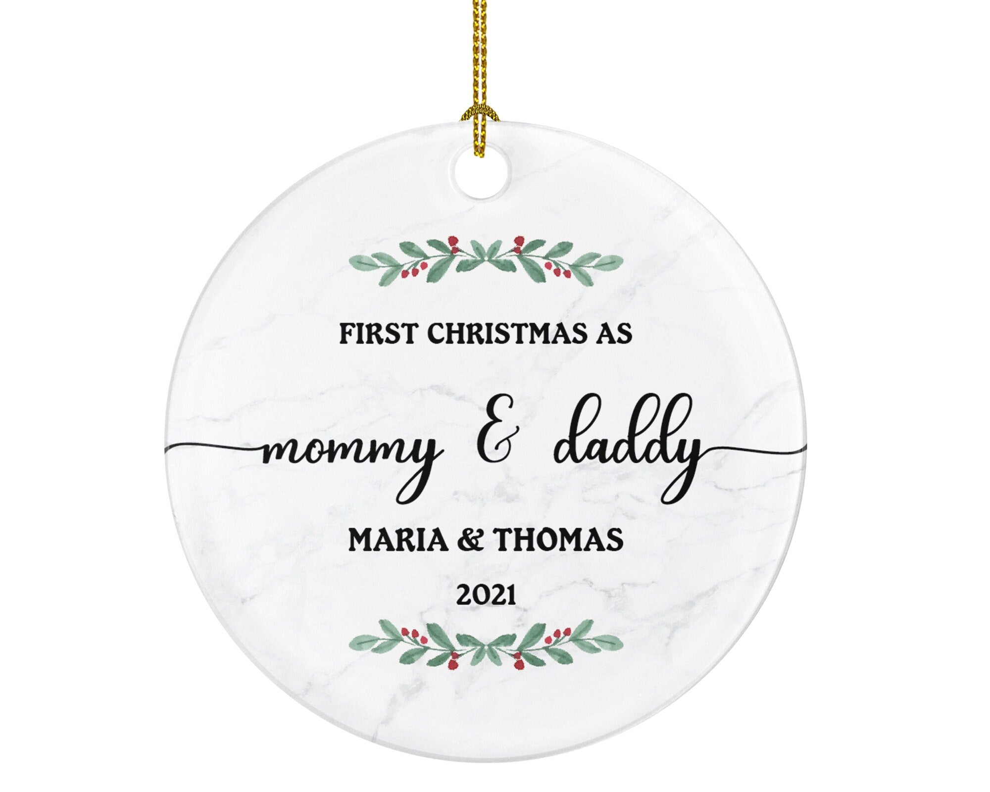 First Christmas as Mommy and Daddy Ornament - New Baby Girl Boy Parents Mother Father Mom Dad Gift Infant Our Family