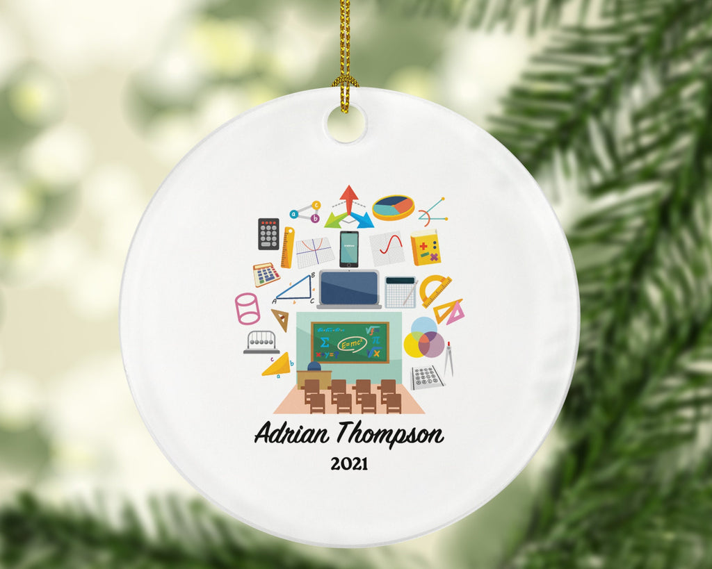 Math Teacher Christmas Ornament Personalized, Mathematics Teacher Christmas Tree Ornament, Math Professor Decor