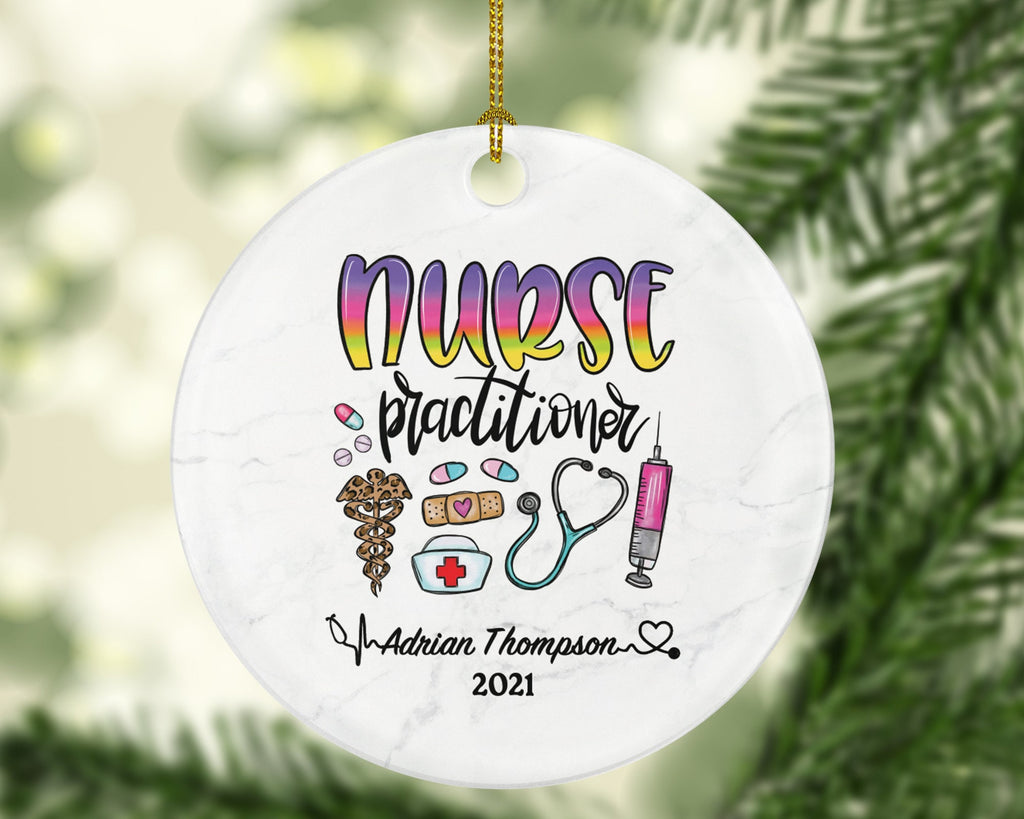 Nurse Practitioner Christmas Ornament Personalized - Nursing Health Worker Gift from Patient for Nurse Practitioner Custom Medical