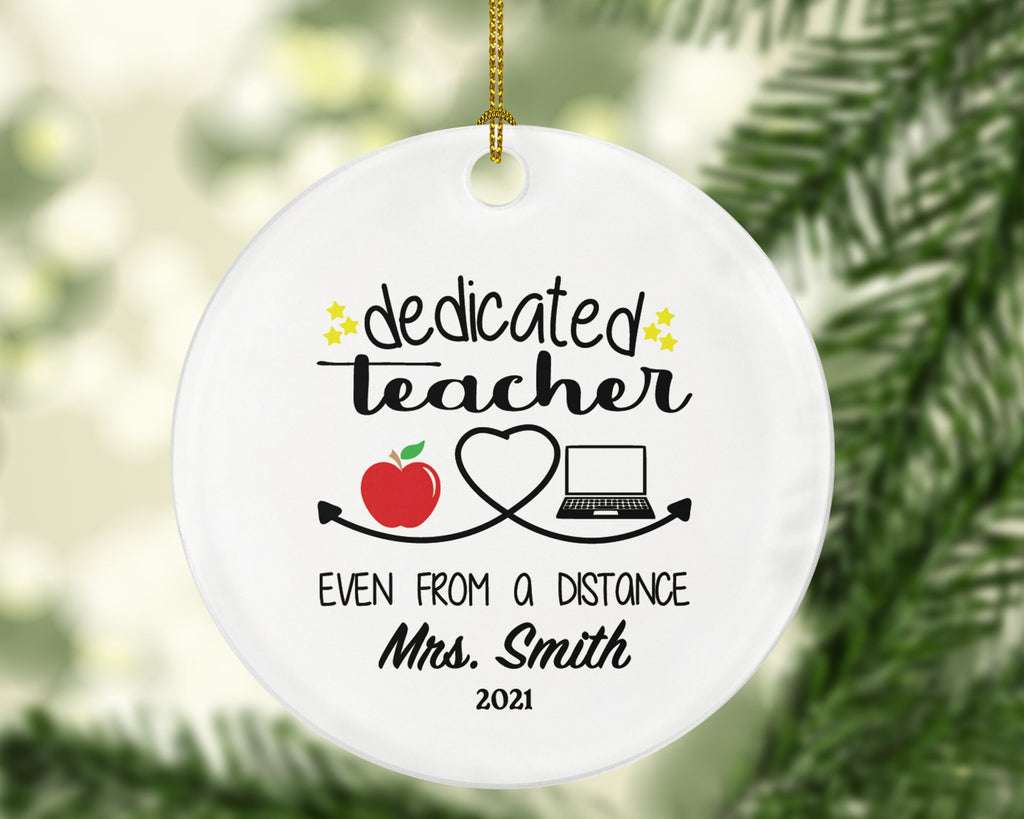 Distance Learning Teacher Personalized Christmas Ornament Virtual Teaching Dedicated Teacher Gift from Student School