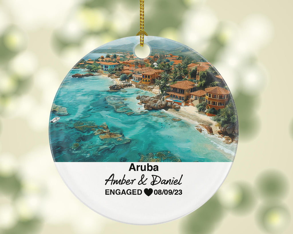 Custom Aruba Christmas Ornament, Divi-Divi Trees, Arikok National Park, Personalized Couple Gift, Celebrate Wedding, Engagement, Honeymoon
