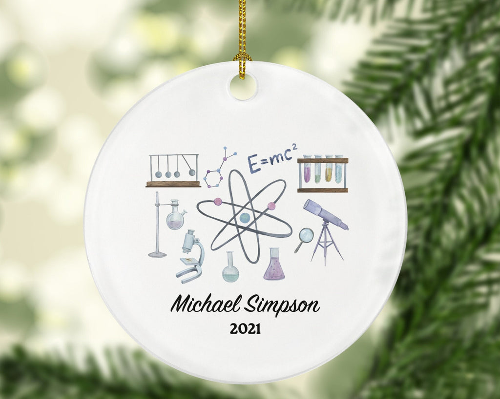 Science STEM Biology Chemistry Christmas Ornament Personalized - Scientist, Student, Graduate Gift - Custom Name Year