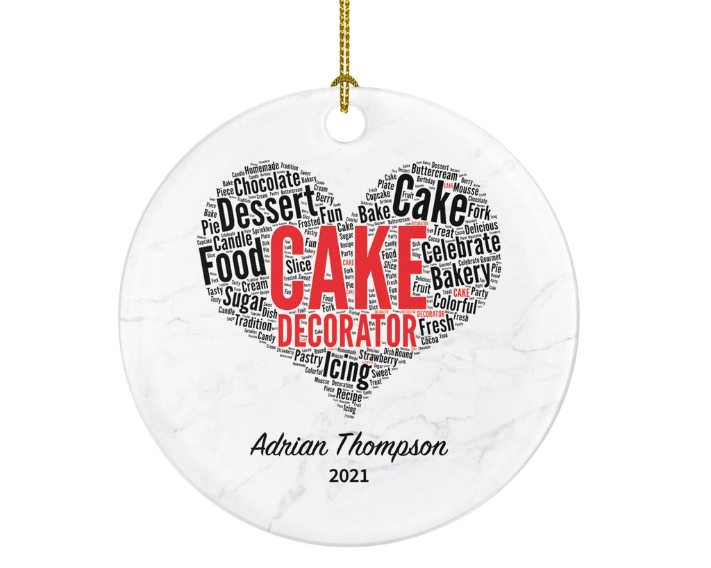 Cake Decorator Christmas Ornament Personalized - Bakery Shop Pastry Custom Name Dessert Baker Gift