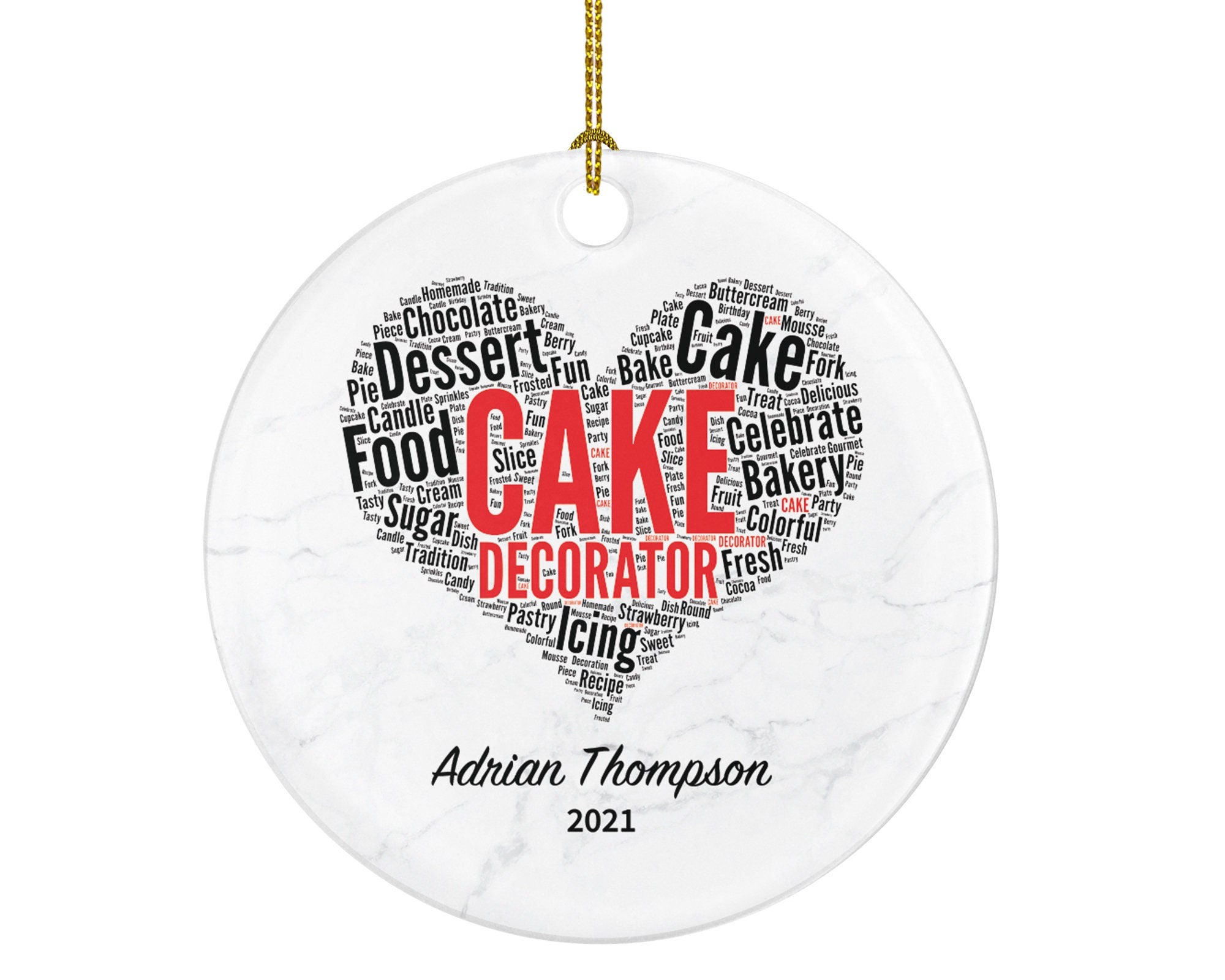 Cake Decorator Christmas Ornament Personalized - Bakery Shop Pastry Custom Name Dessert Baker Gift